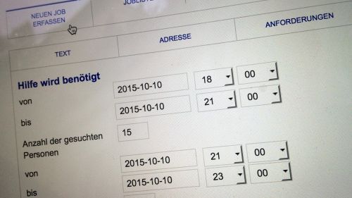 Erfassung für Soforthilfe-Aufgaben (Reiter »Zeit«) © echonet communication GmbH