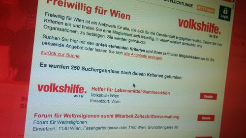 Screenshot: Logo der Organisation im Ergebnisliste - Einbettungs-Organisationen bevorzugt © Volkshilfe Wien