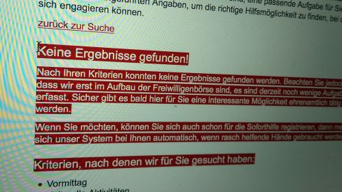 Screenshot: CMS Ersatztext-Eingabe für keine Suchergebnisse © Roland Vidmar, echonet